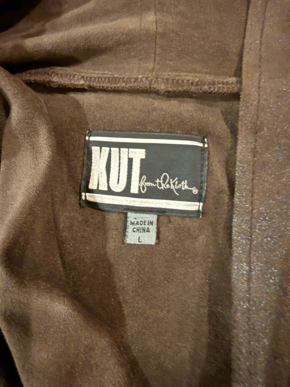Kut from the Kloth Ana Faux Leather Drape Front Jacket Brown Large - Picture 3 of 10